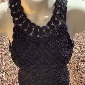 NEW 🕋 INC Black Hand Crocheted Fit & Flare Dress Black